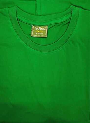 Casual Wear Round Neck Plain Mens T Shirt With Green Colour And Cotton Fabrics