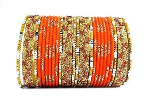 Party Wear Golden Color Bangle Set For Women With Beautiful Design, Ethnic Style