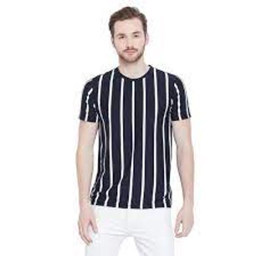 Round Neck And Half Sleeve Stripped Black T Shirt For Mens Application: Industrial