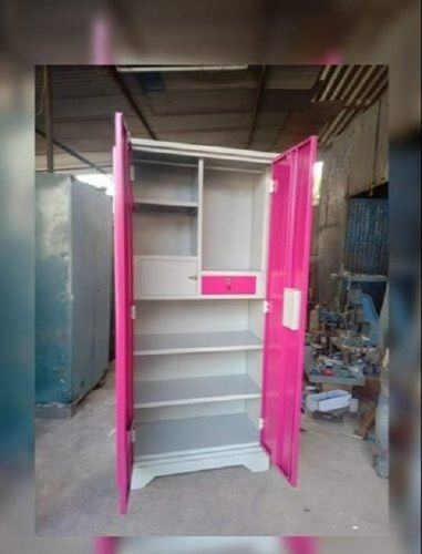 White And Pink Color Storage Accessibility Attractive Iron Almirah For Domestic Use