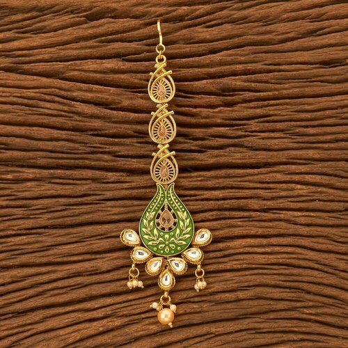 Copper Classic Kunda Tikka With Gold Plating For Party Wear