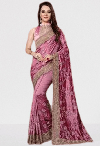 Embroidered Work Silk Saree For Party Wear