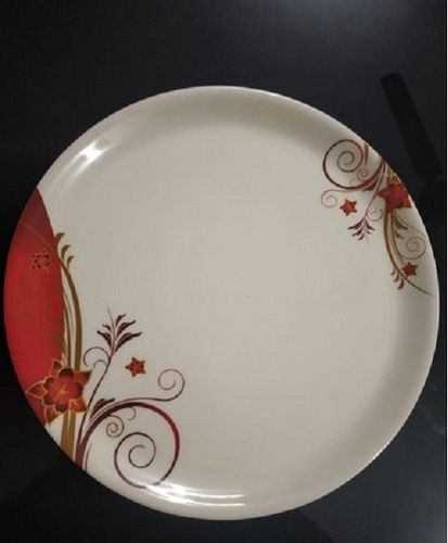 Ceramic White Color Printed Crack Resistant Light Weight Round Melamine Plate For Kitchen 