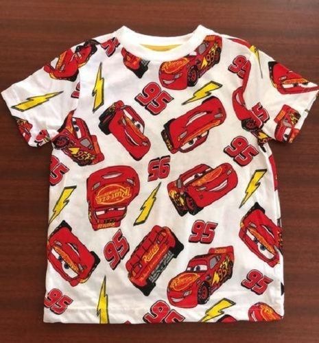 Crepe 100 Percent Comfortable Soft Cotton Car Printed White T Shirts For Kid 