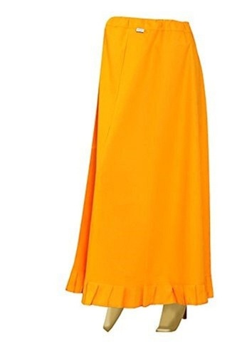 महिलाओं के लिए इंडियन येलो प्लेन कॉटन कैज़ुअल वियर साड़ी पेटीकोट