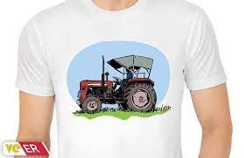 Cotton Style Of Fabric Soft White Tractor T-shirt