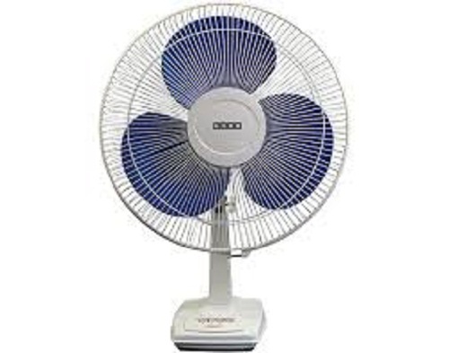 Electric Table Fan - Plastic Blades, Compact Design, Navy Blue & White | 3 Speed Settings, Easy Clean, Oscillating Airflow