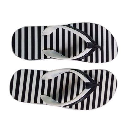 Rubber Extra Soft Comfort Black And White Printed Slippers For Men