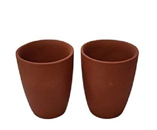 Brown Light Weight Disposable And Eco Friendly Satyam Kraft 2 Pcs Clay Terracotta Glass With 350 Ml