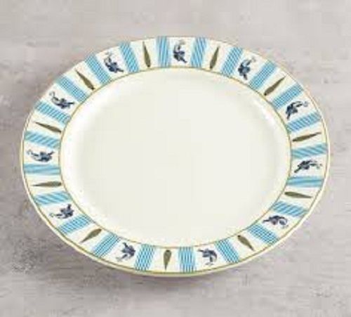 White Blue Colour Toughened Glass Beautiful Floral Printed Design Dinner Plate For Home 