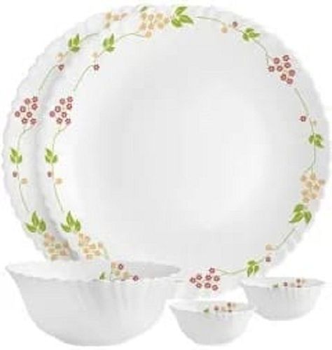 White Color Lightweight And Crack Resistant Beautiful Floral Printed Dinner Plate  Design: Simple