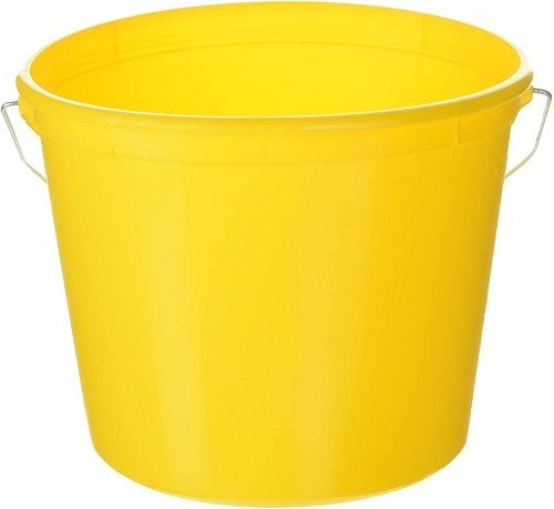 Yellow Color Plastic Simple Design Round Shape Bucket For Multipurpose Use