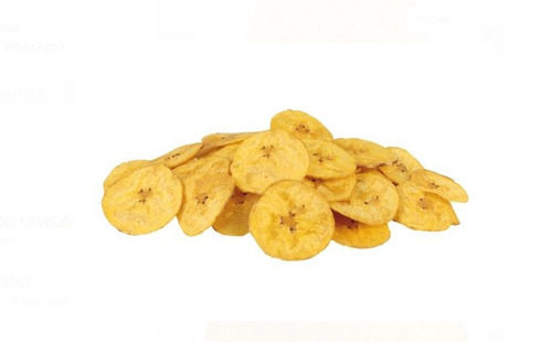 Yellow Spicy Banana Chips 1 Kg, Round Shape And 2 Months Shelf Life