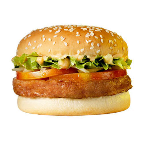 Brown Healthy Yummy Tasty Delicious Round Shape High In Fiber And Vitamins Chicken Burger