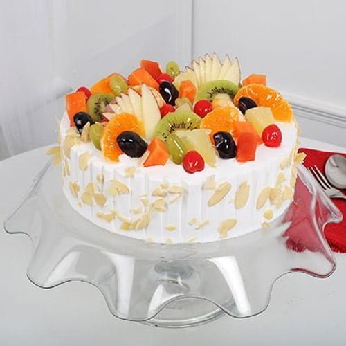  फ्लोरल वेनिला क्रीम स्वादिष्ट गोल आकार मिक्स फ्रूट केक 