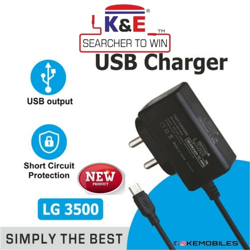 Heat Resistance And Portable Fast Charging Speed Compact Black Mobile Charger - Plastic Body, Lightweight & Compact Design, Dual Device Charging