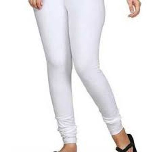 Ladies Formal And Casual Daily Wear Slim Fit White Cotton Leggings