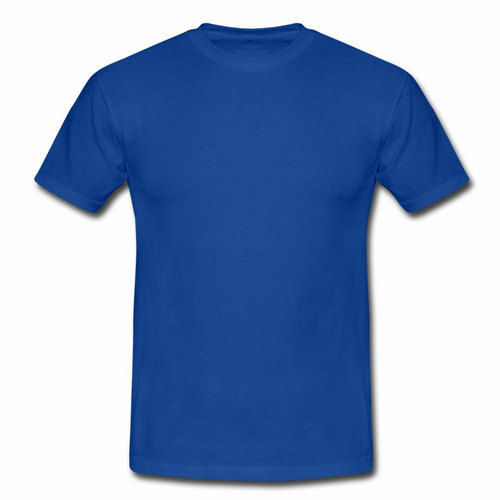 Cotton Blue Plain Round Neck Half Sleeve Mens T Shirts For Casual And Regular Wear