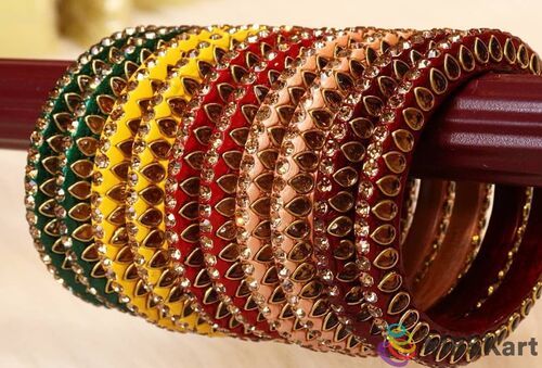 Fashion Party Wear Traditional Bridal Bangles With Attractive Design, Round Shape