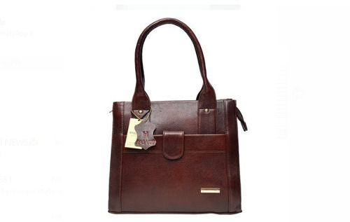 Rectangular Shaped Long Handle Leather Handbag For Ladies