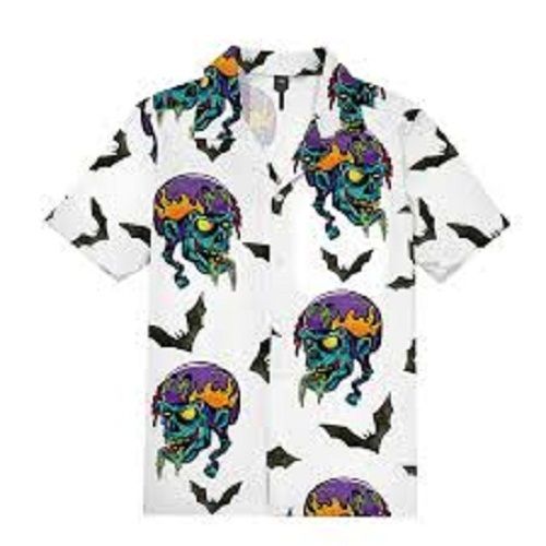 Multicolor White Color Half Sleeve Lightweight Breathable Printed Cotton Shirt For Casual Wear