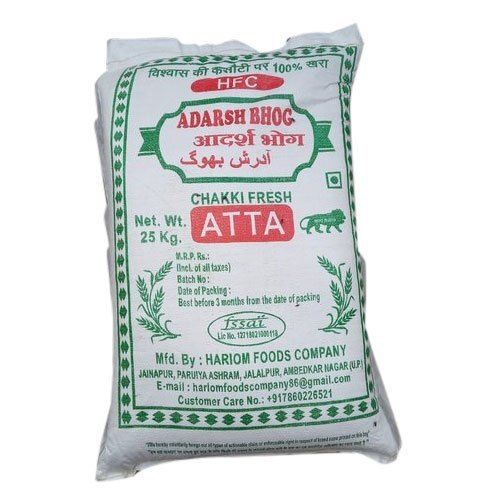 White 100 % Fresh, Pure Whole Adarsh Bhog Chakki Atta, For Daily Uses, Weight 25 Kg