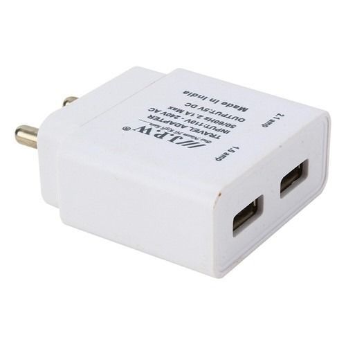 2.1 Ampere White Color Usb 2 Port Fast Mobile Charger With 1 Year Warranty Body Material: Plastic