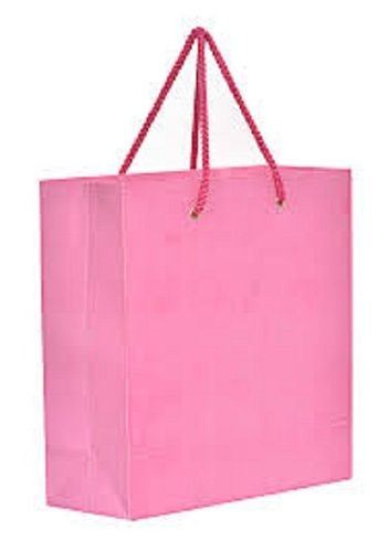 Durable Long Lasting And Comfortable Pink Color Paper Carry Bag