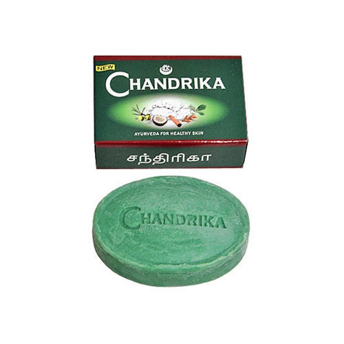 Green Oval Shape Skin Friendly And Glowing Free From Parabens Chandrika Soap 