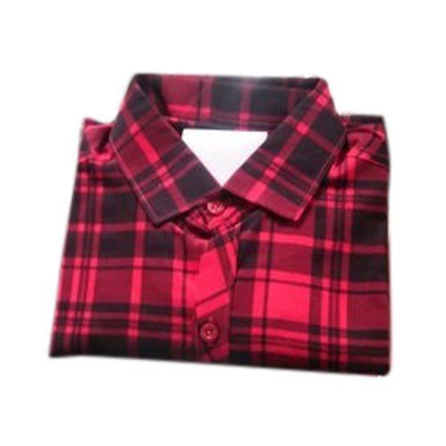 Red With Black Checked Full Sleeves Collar Neck Simple And Stylish Look Casual Shirt For Men