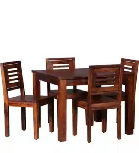 Termite Resistance And Fine Finish Four Seater Brown Wood Dining Table 