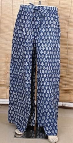 Women Blue Cotton Blend Women Palazzo Pants Are Designed To Be Very Comfortable Bust Size: 50 Inch (In)