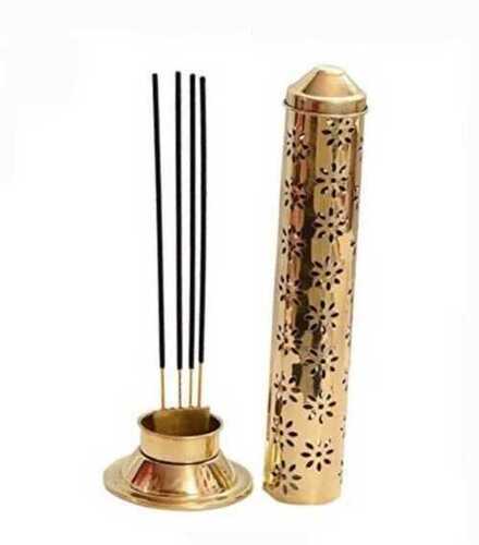 Straight Brass Polish Incense Stick Holder In Golden Color And Round Shape