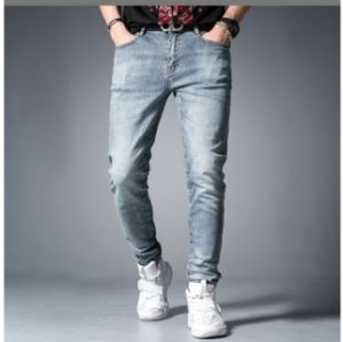 Casual Trendy And Stylish Plain Regular Light Blue Faded Jeans For Men