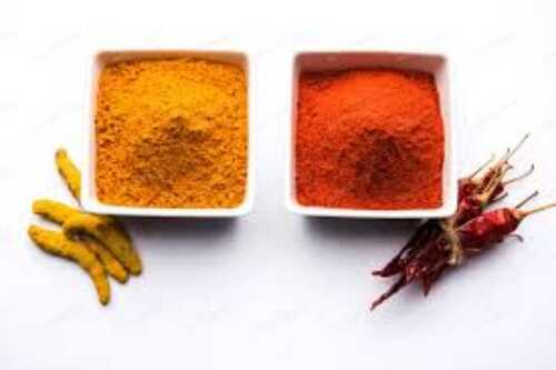 Natural Dried Red Chilli Powder And Dried Turmeric Powder, Hygenic & Rich In Taste