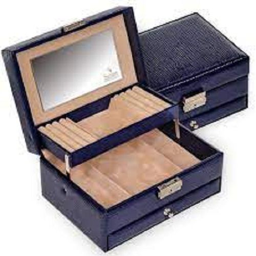 Durable And Rectangular Fancy Beautiful Handmade Blue Plain Jewellery Box