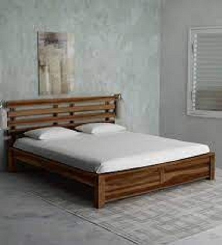 Handmade Modern Designed Polished Brown Wooden Bed For Home And Hotel