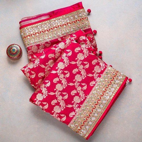 Red 100 % Cotton Silk Printed Designer Ladies Saree, Comfortable, For Party Wear