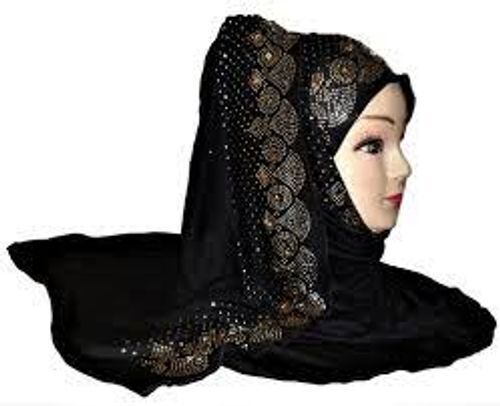 Daily Wear Lightweight Regular Fit Breathable Readymade Plain Black Hijab Scarf for Ladies