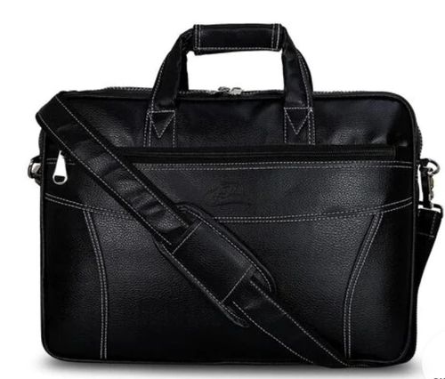 100% Pure Leather P.U. Black Color Fancy Styles Handel Mens Laptop Bag, For Office