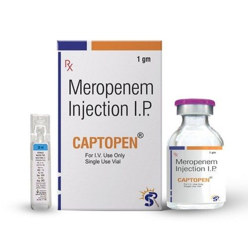  कैप्टोपेन मेरोपेनेम 1 जीएम इंजेक्शन आईपी सिंगल यूज़ शीशी पैक 