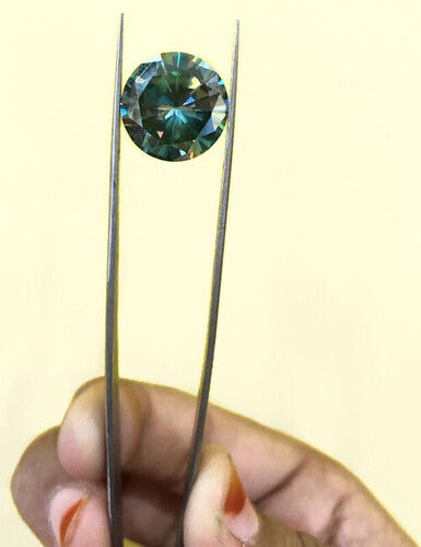 Dark Blue Color Round Shape Moissanite Diamond, VVS1 , 10 Carat