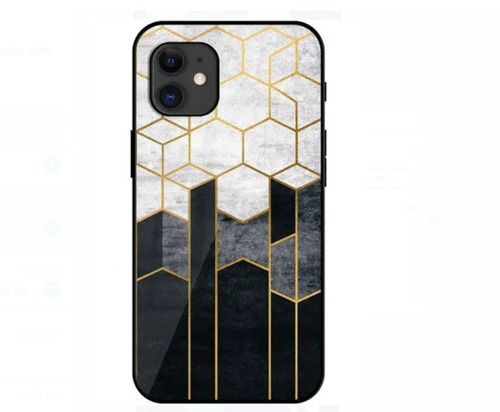 Durable Sleek Fit Tricolor Pattern Glass And Plastic Iphone 11 Mobile Case