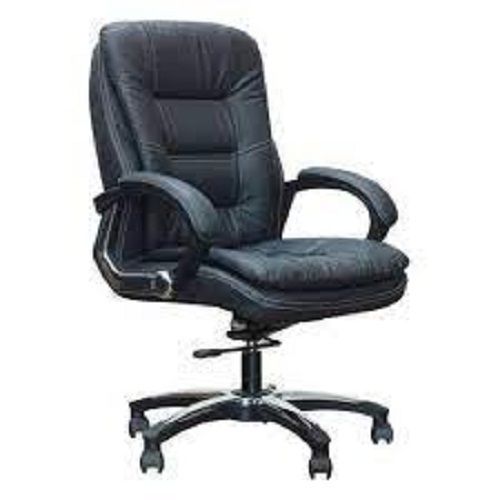 Handmade Fit And Comfortable Long-Lasting Solid Pure Leather Black Printed Color Office Chair