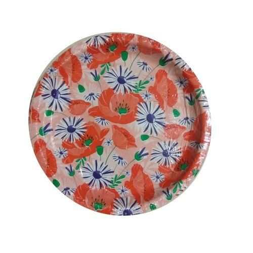 White Red Printed And Eco Friendly And Biodegradable Round Shape Disposable Paper Plate