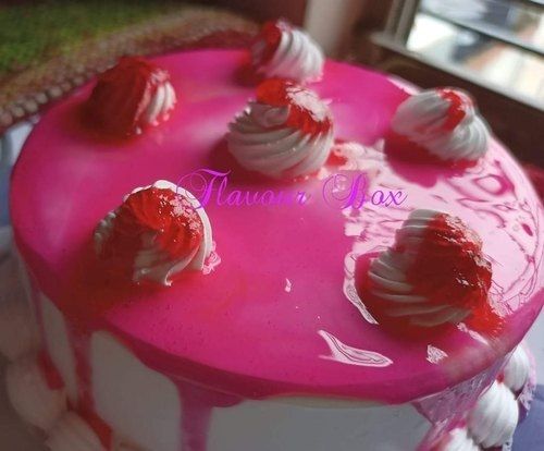 Pure And Fresh Sweet Tasty Mouth Melting Strawberry Cake With Cherry Toppings For Party