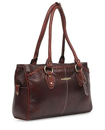 Solid And Comfortable Brown Pure Leather Shoulder Ladies Bag, Purpose For Office And Travelling
