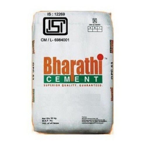 Grey Weather Proof Easy Handling Pure And Natural Ordinary Portland Bharathi 53 Grade Cement For Construction