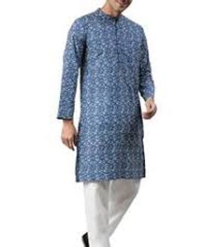 Casual Fancy And Trendy Looking 100% Cotton Straight Long Kurta For Men Chest Size: 26