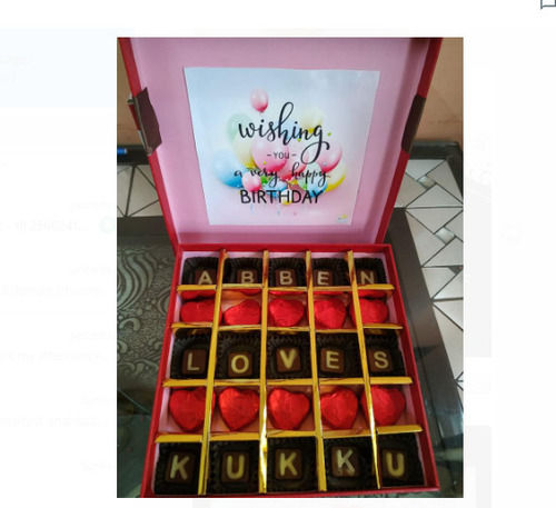 Durable And Reusable Handmade Heart And Square Shape Dark Chocolate Gift Box For Birthday